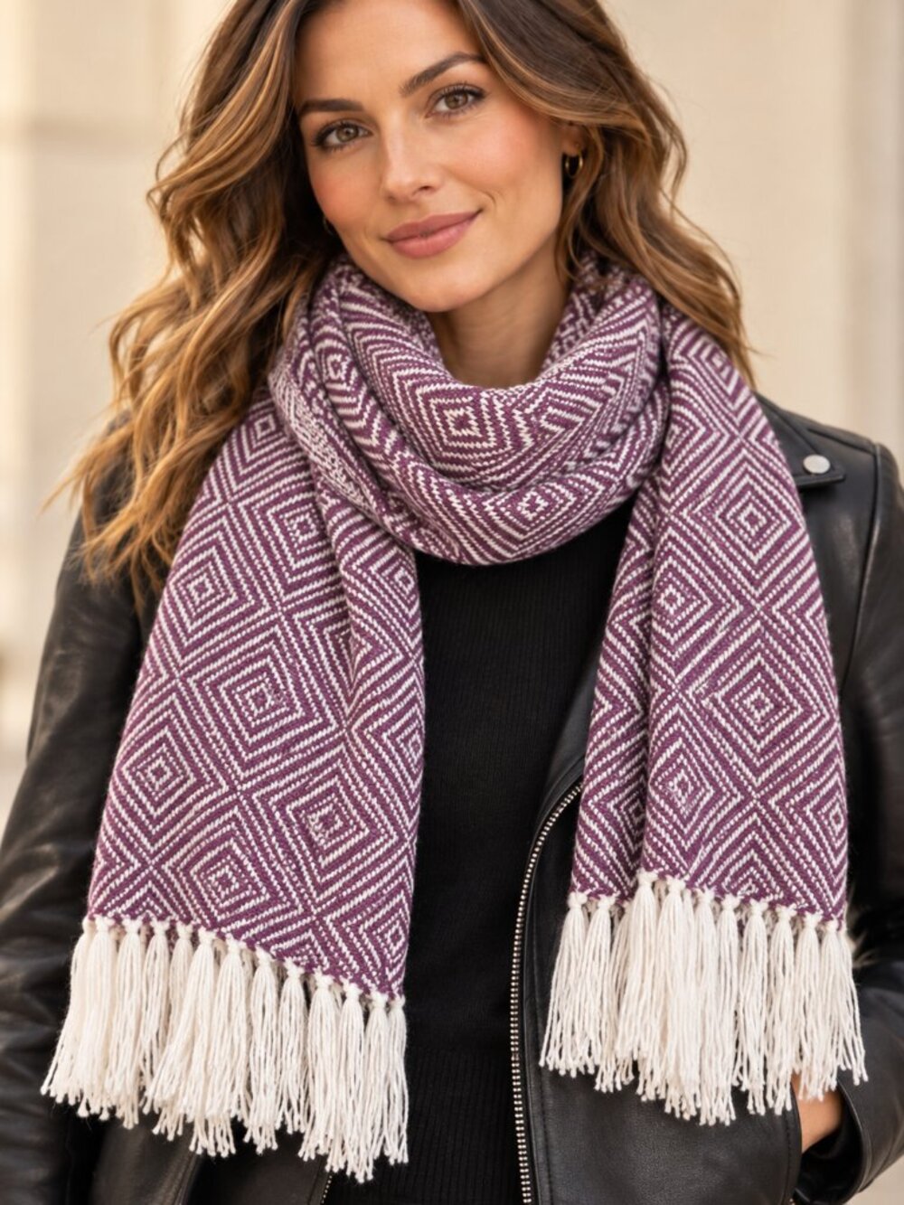 Alpaca Wool Knit Boho scarf.